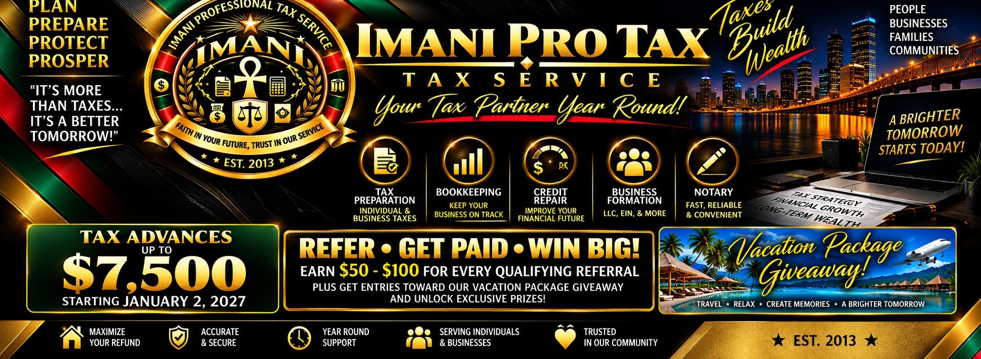 Imani Pro Tax 2027 tax advance referral and services campaign